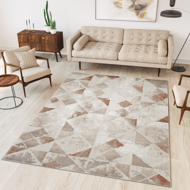 Troy Geometric Abstract Area Rug | Modern Polyester Indoor Rug | Diamond Pattern Accent Rug