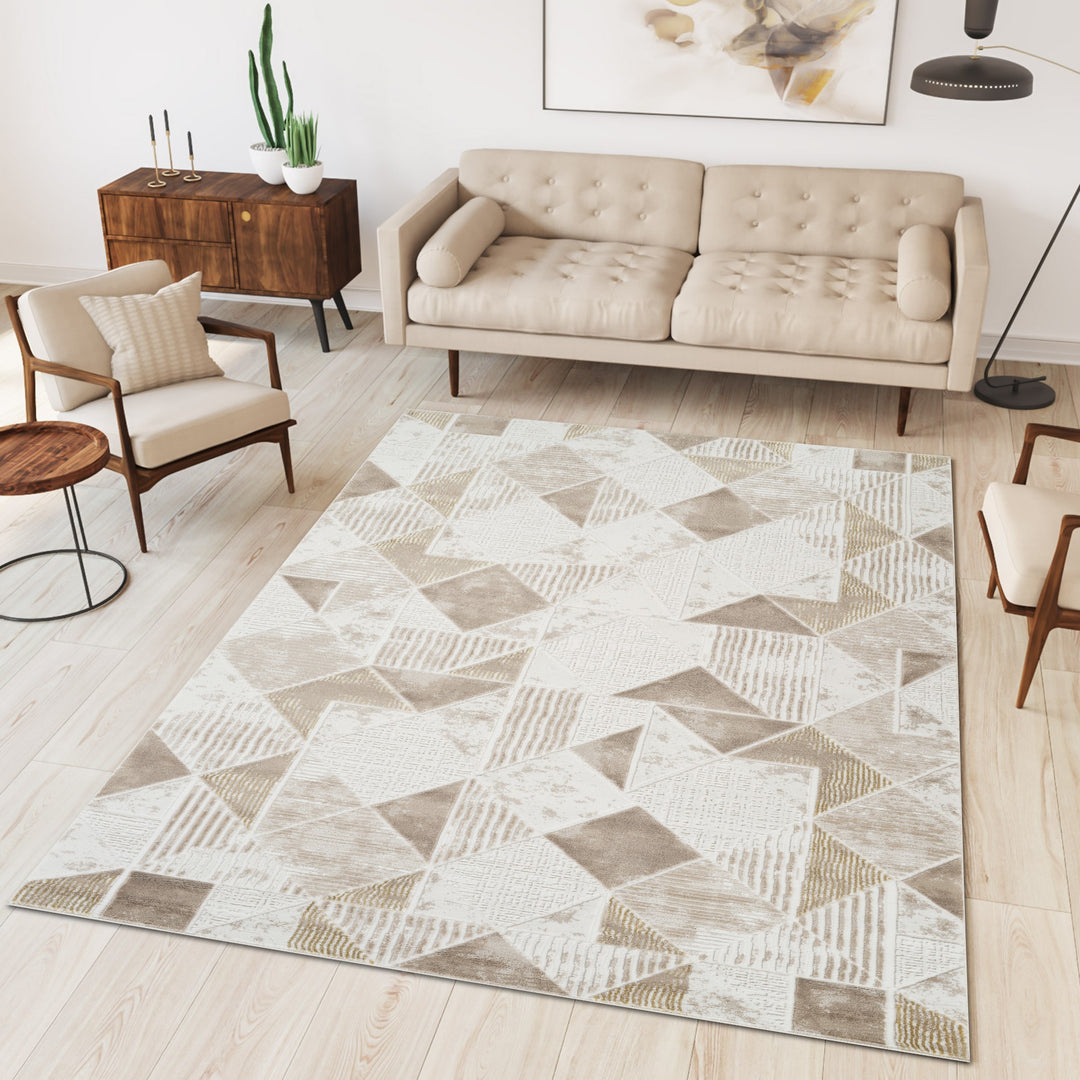Troy Geometric Area Rug | Modern Polyester Rug | Abstract Diamond Pattern Indoor Rug for Living Room, Bedroom & Dining Room