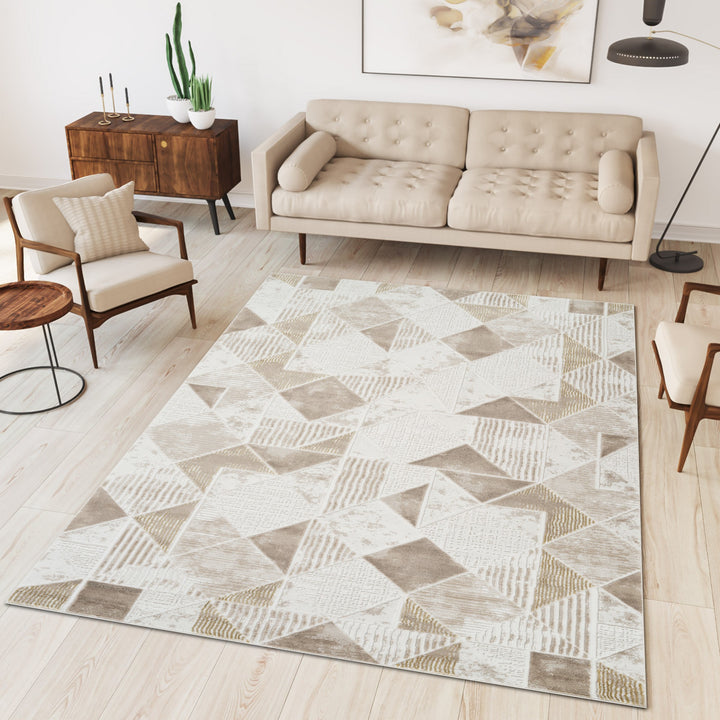 Troy Geometric Area Rug | Modern Polyester Rug | Abstract Diamond Pattern Indoor Rug for Living Room, Bedroom & Dining Room