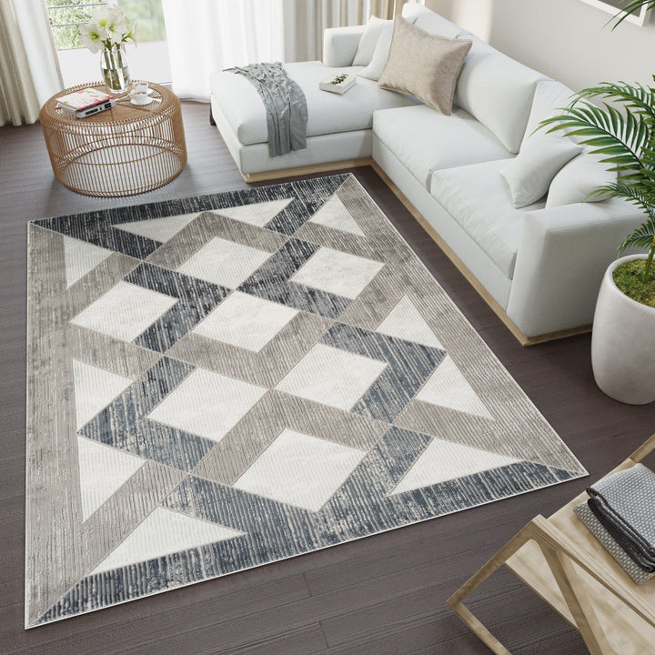 Troy Modern Geometric Area Rug | Soft Polyester  Indoor Rug for Living Room, Bedroom, Dining Room & Office | Contemporary Diamond Pattern