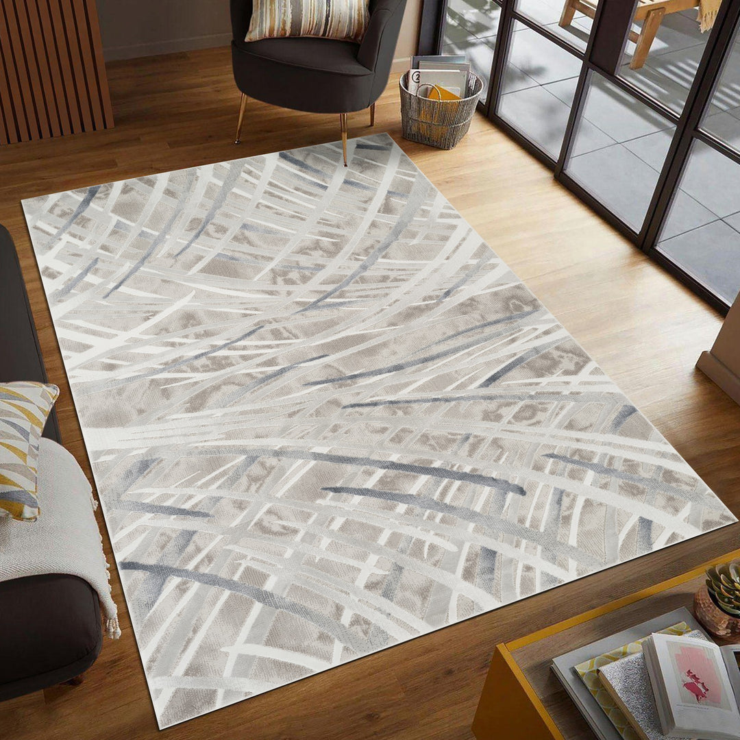 Troy Modern Abstract Area Rug | Soft Polyester Rug | Contemporary Brushstroke Design Indoor Carpet for Living Room, Bedroom & Dining Room