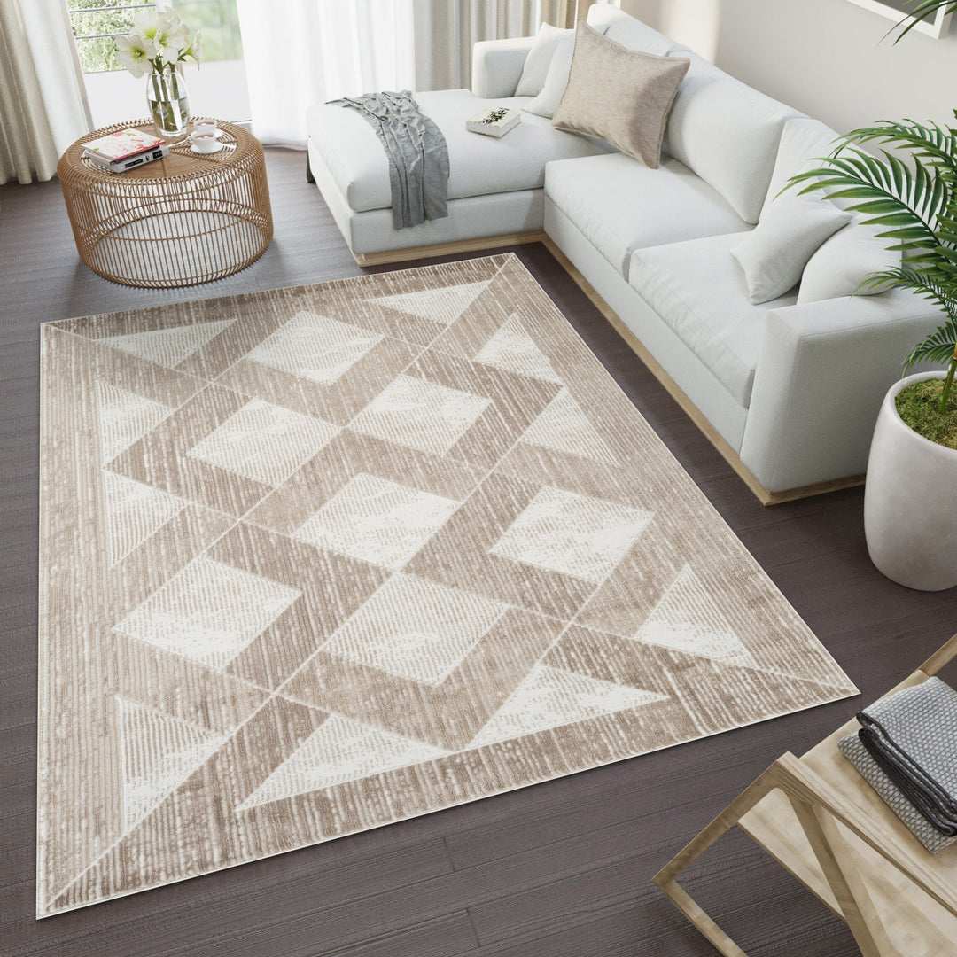 Troy Modern Geometric Area Rug | Soft Polyester  Indoor Rug for Living Room, Bedroom, Dining Room & Office | Contemporary Diamond Pattern