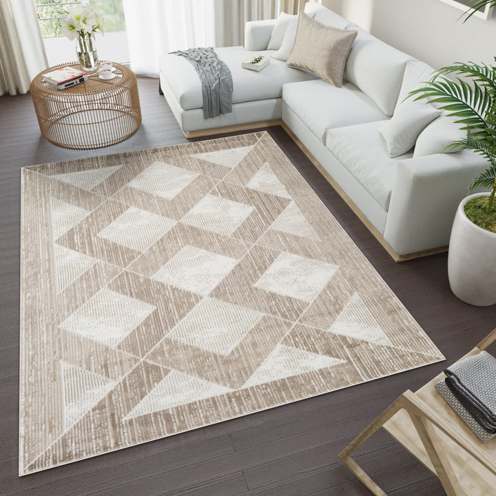 Troy Modern Geometric Area Rug | Soft Polyester  Indoor Rug for Living Room, Bedroom, Dining Room & Office | Contemporary Diamond Pattern