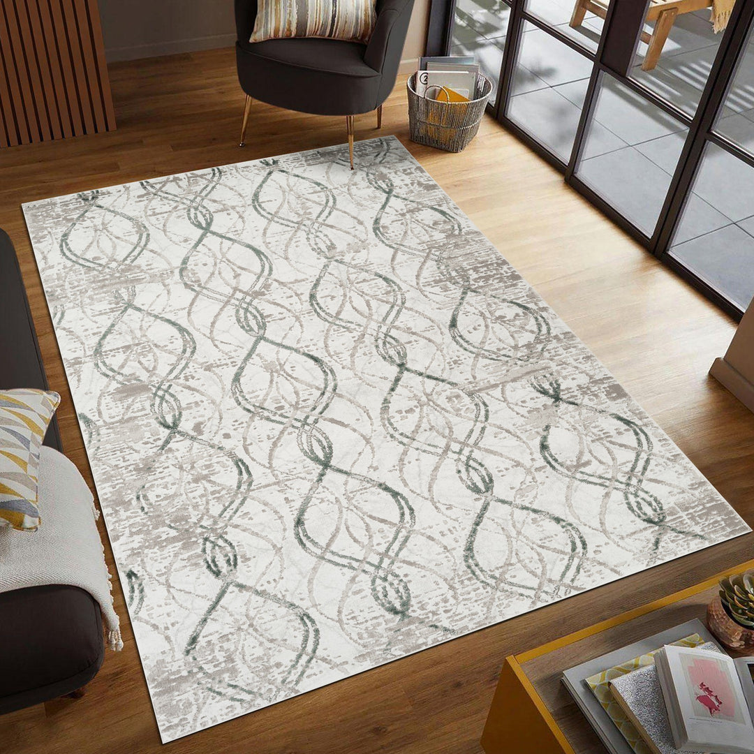 Troy Abstract Trellis Area Rug  | Soft Polyester Rug | Modern Geometric Lattice Design Indoor Carpet for Living Room, Bedroom & Dining Room