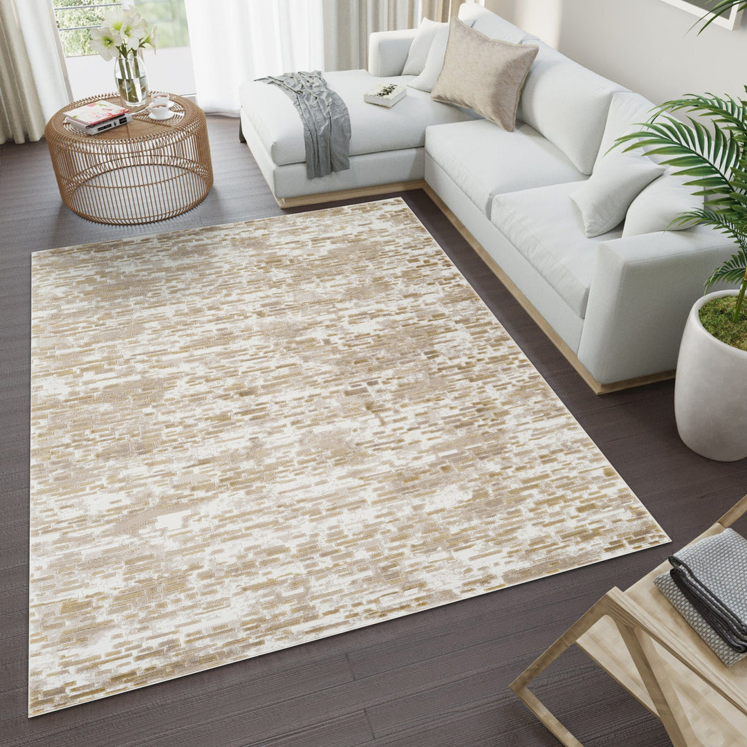 Troy Modern Abstract Area Rug | Soft Polyester Indoor Rug | Contemporary Distressed Design