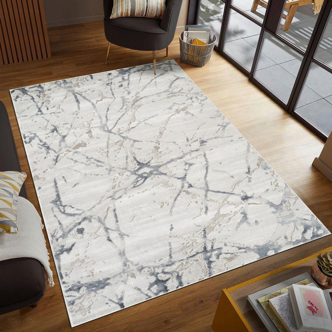 Troy Marble Abstract Area Rug | Modern Polyester Indoor Rug | Distressed Stone Pattern