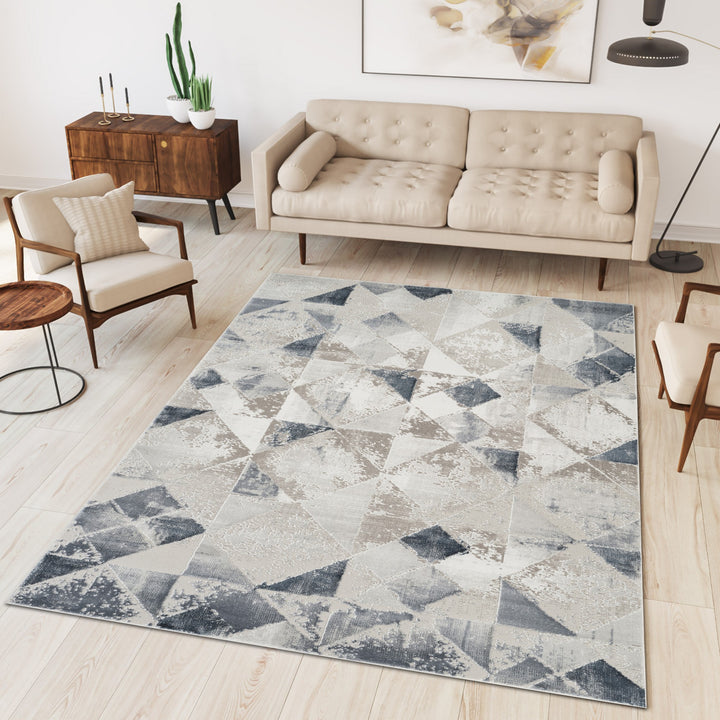 Troy Geometric Abstract Area Rug | Modern Polyester Indoor Rug | Diamond Pattern Accent Rug