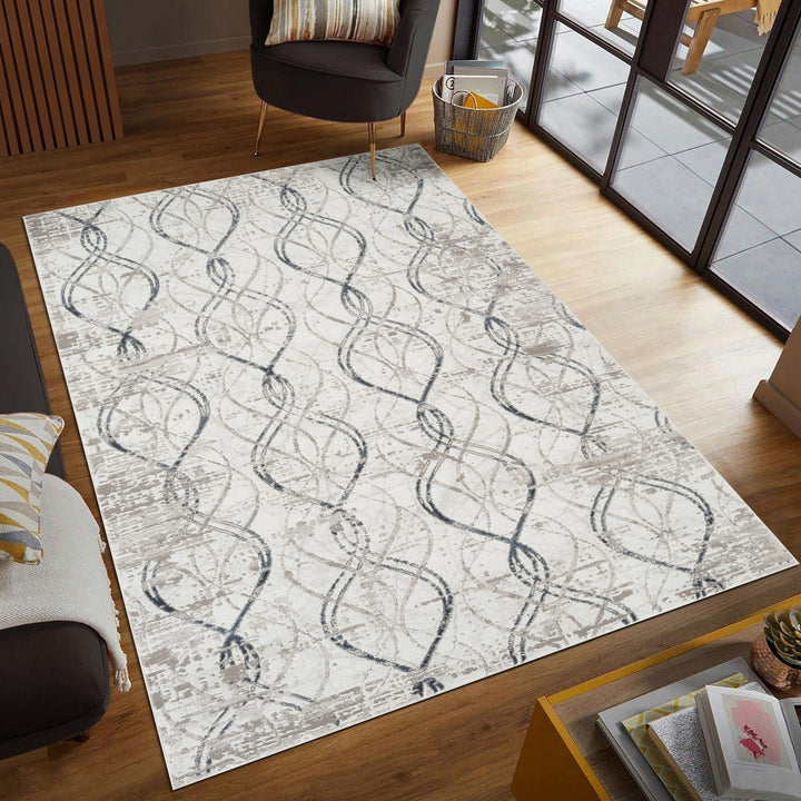 Troy Abstract Trellis Area Rug  | Soft Polyester Rug | Modern Geometric Lattice Design Indoor Carpet for Living Room, Bedroom & Dining Room