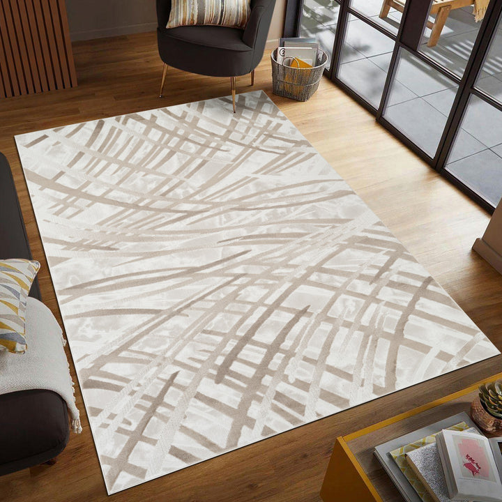 Troy Modern Abstract Area Rug | Soft Polyester Rug | Contemporary Brushstroke Design Indoor Carpet for Living Room, Bedroom & Dining Room