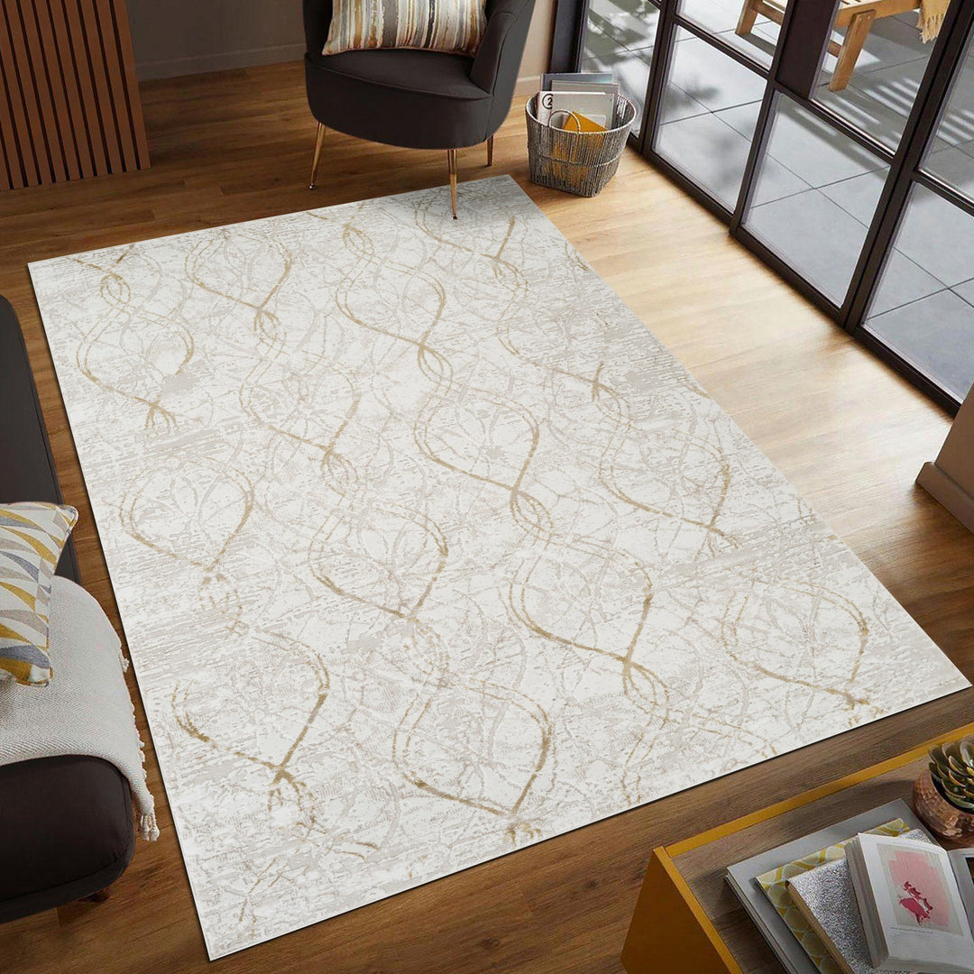 Troy Abstract Trellis Area Rug  | Soft Polyester Rug | Modern Geometric Lattice Design Indoor Carpet for Living Room, Bedroom & Dining Room