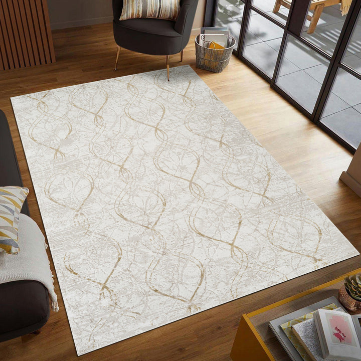 Troy Abstract Trellis Area Rug  | Soft Polyester Rug | Modern Geometric Lattice Design Indoor Carpet for Living Room, Bedroom & Dining Room